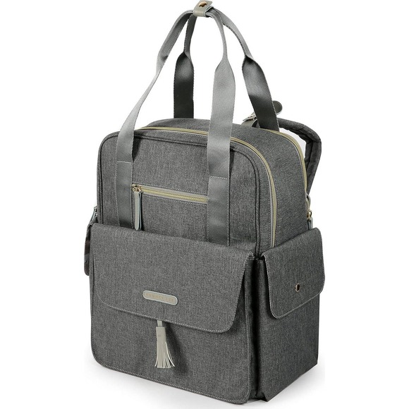 Dabney Lee Handbags - Dabney Lee Expandable Backpack Diaper Bag Grey Bunny Print Change Mat NWT